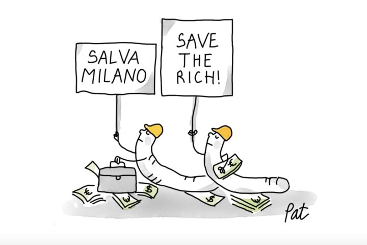 Salva Milano - Credit Vignetta: Pat Carra per Bum Brigata Umorismo Milano