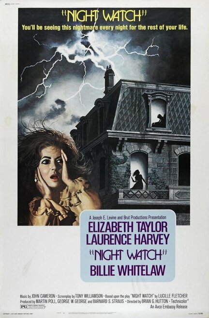 Elizabeth Taylor nella locandina del film Ad un’ora della notte (Night Watch, 1973)